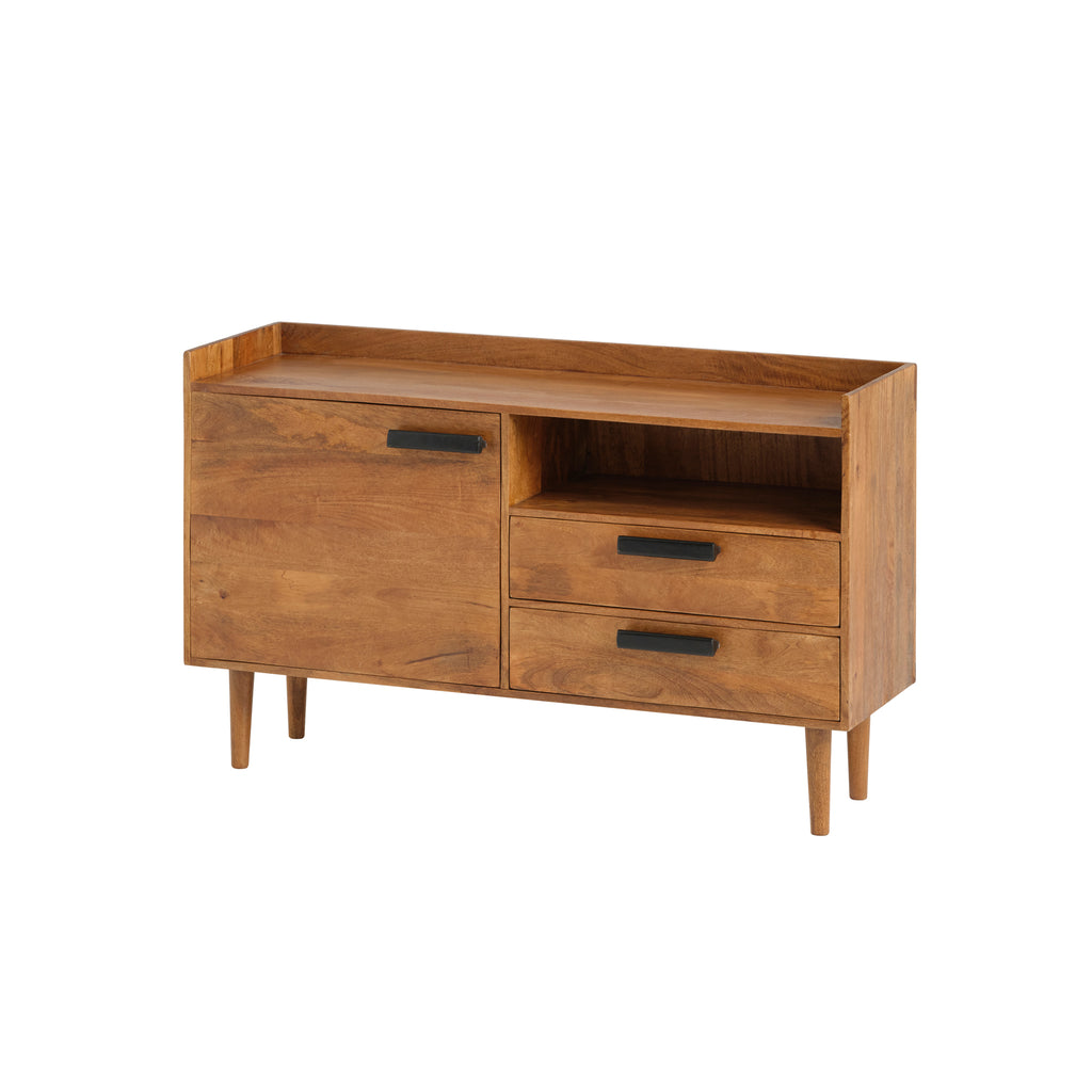 Commode 130 with 1 door, 2 drawers, and 1 open compartment.