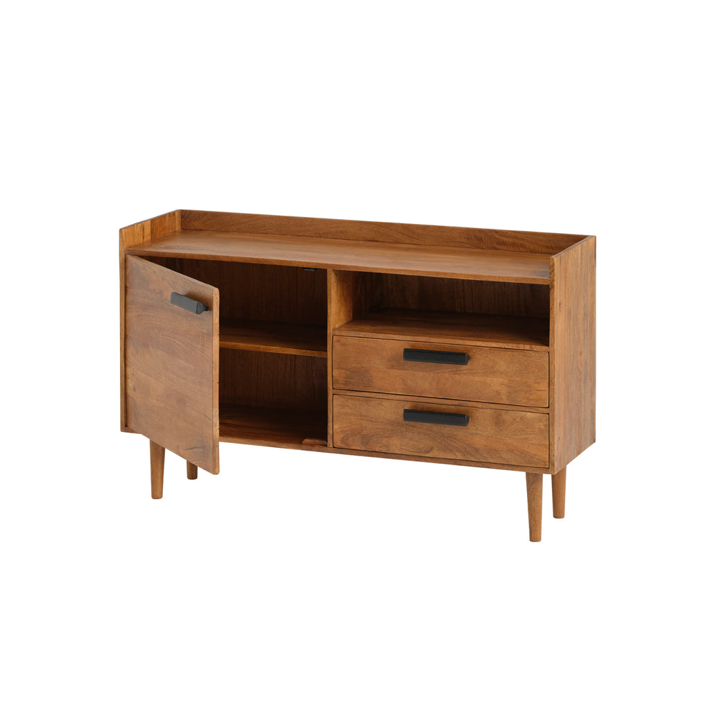 Commode 130 with 1 door, 2 drawers, and 1 open compartment.