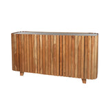 Sideboard Marble Black with 3 doors, Acacia Natural