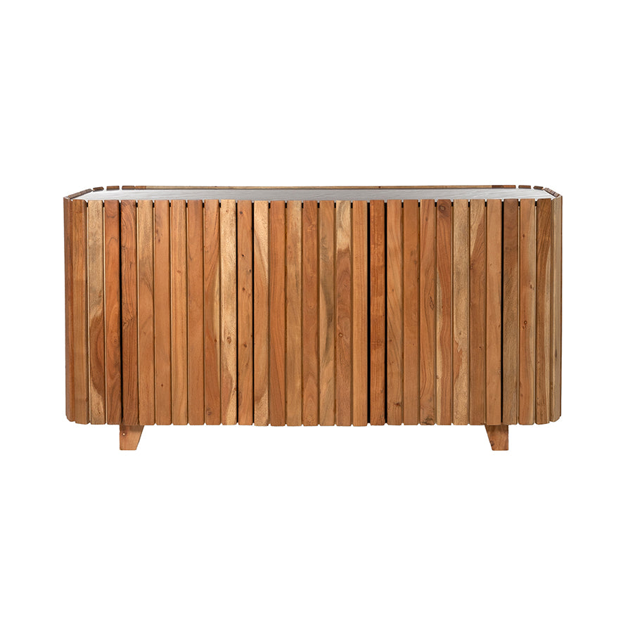 Sideboard Marble Black with 3 doors, Acacia Natural