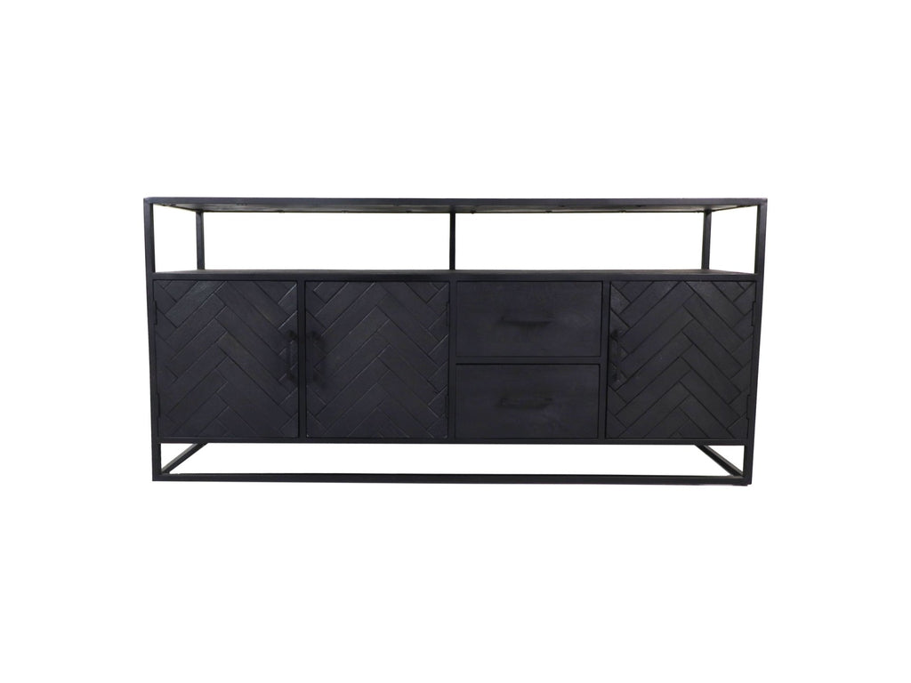 Dressoir Verona 3 Deur 2 La-180x40x85-Zwart-Mango/Metaal