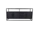Dressoir Verona 3 Deur 2 La-180x40x85-Zwart-Mango/Metaal