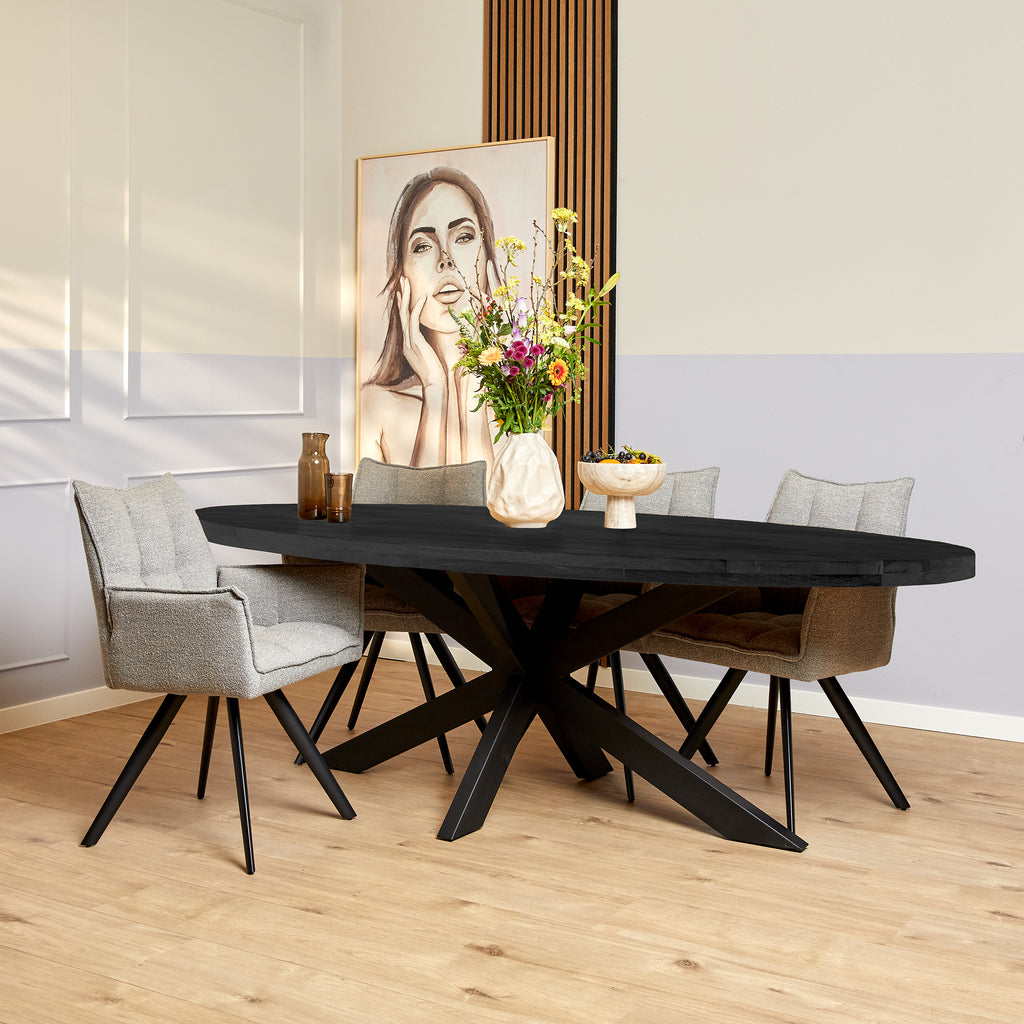 Eetkamertafel Denver Zwart | Ovaal | 210 cm