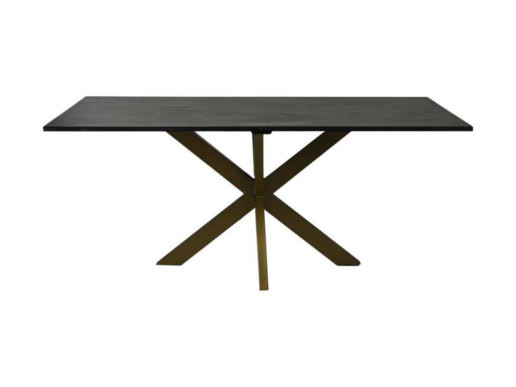HSM-collectie - Rechthoekige Eettafel Marmer - 180x90x77 - Zwart/Goud - Marmer/Metaal