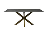 HSM-collectie - Rechthoekige Eettafel Marmer - 180x90x77 - Zwart/Goud - Marmer/Metaal