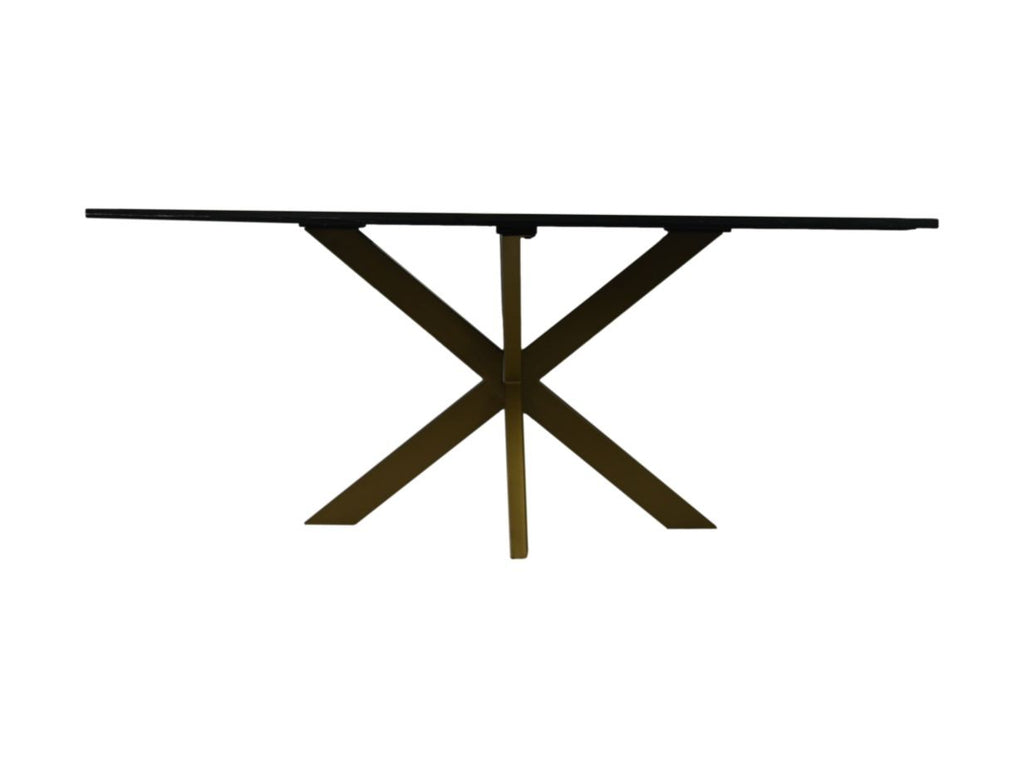 HSM-collectie - Rechthoekige Eettafel Marmer - 180x90x77 - Zwart/Goud - Marmer/Metaal