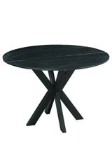 HSM-collectie - Ronde eettafel Marmer - 90x90x77 - Zwart - Marmer/Metaal