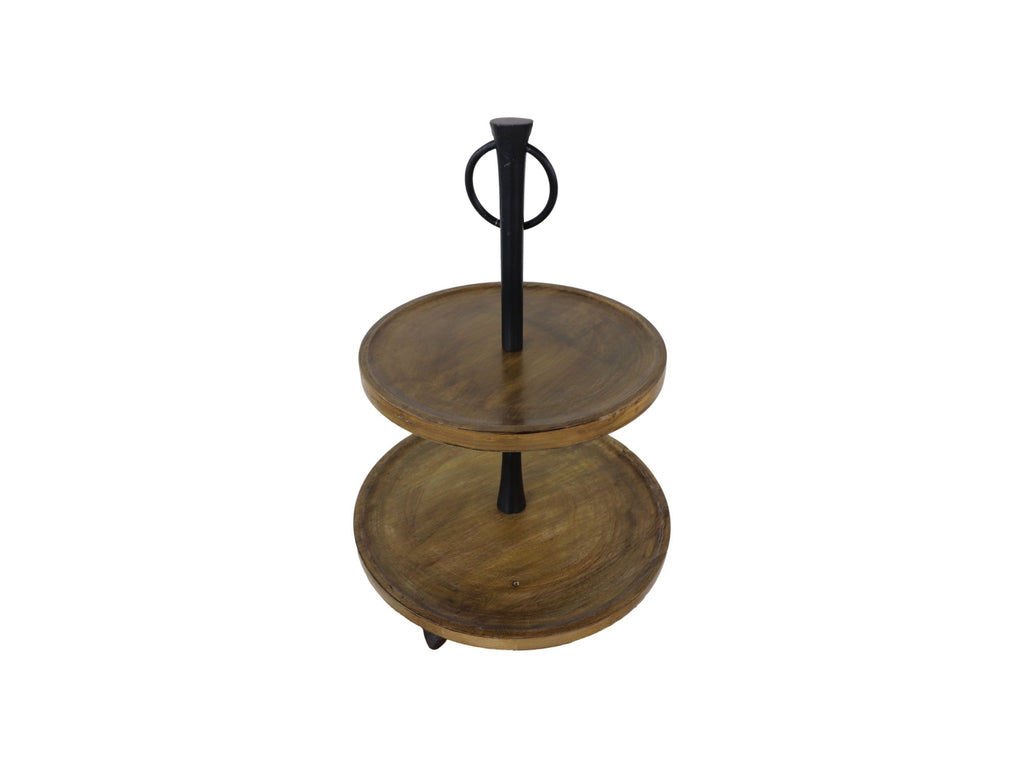 Houten etagère - 30x30x45 - Naturel/Zwart - Mango/Metaal