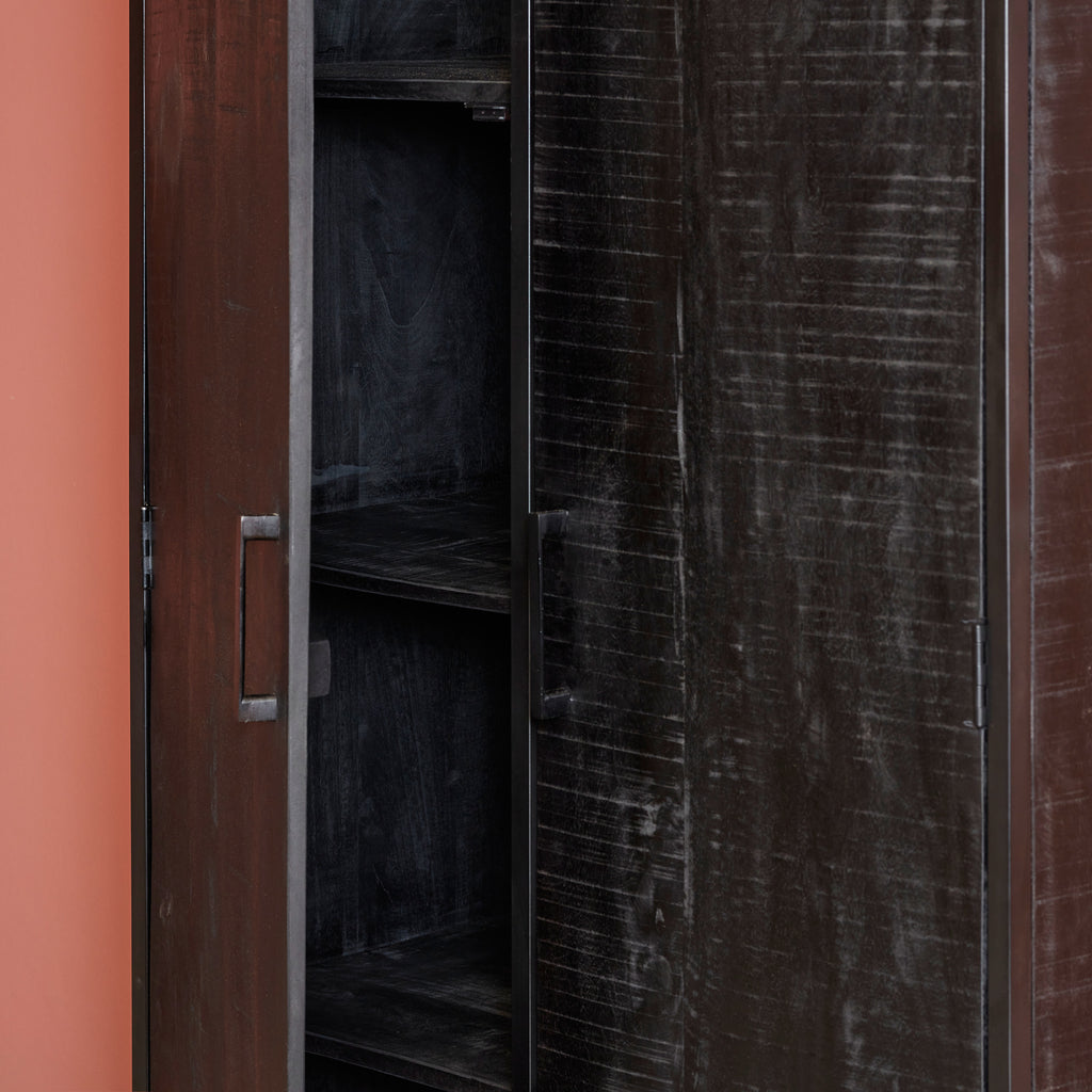 Kabinet Denver Zwart | Mangohout en staal | 90 cm