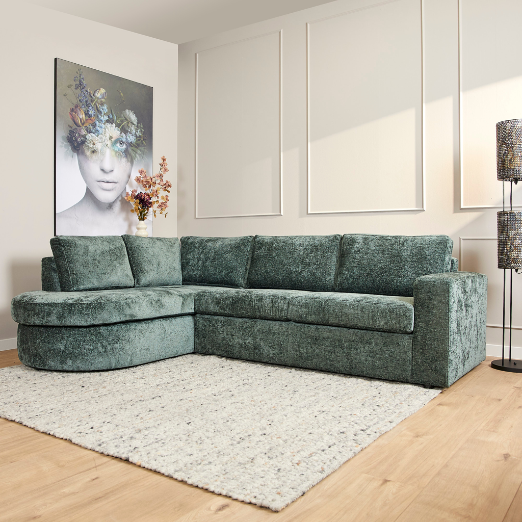 MySofa Alma | Groen | Divan Links + 2,5 zits | 5 jaar garantie