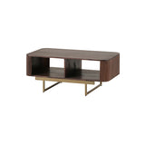 Coffee table with 2 open compartments, Mango Warm Walnut