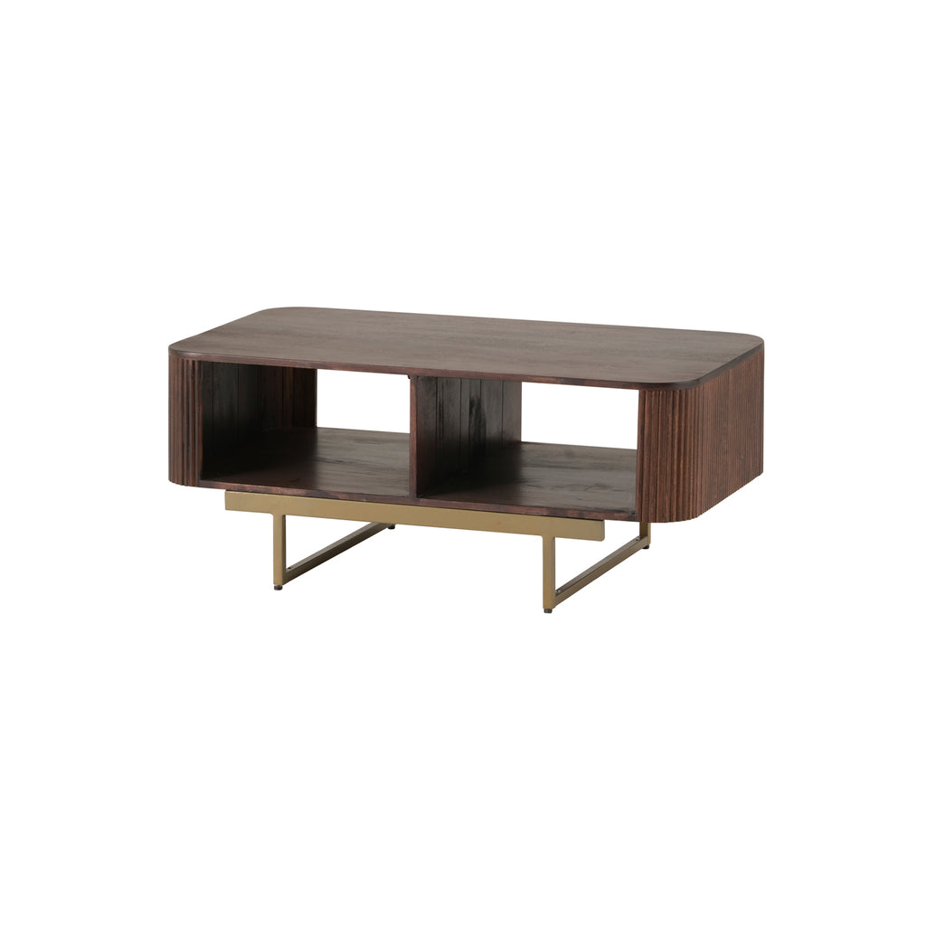 Coffee table with 2 open compartments, Mango Warm Walnut