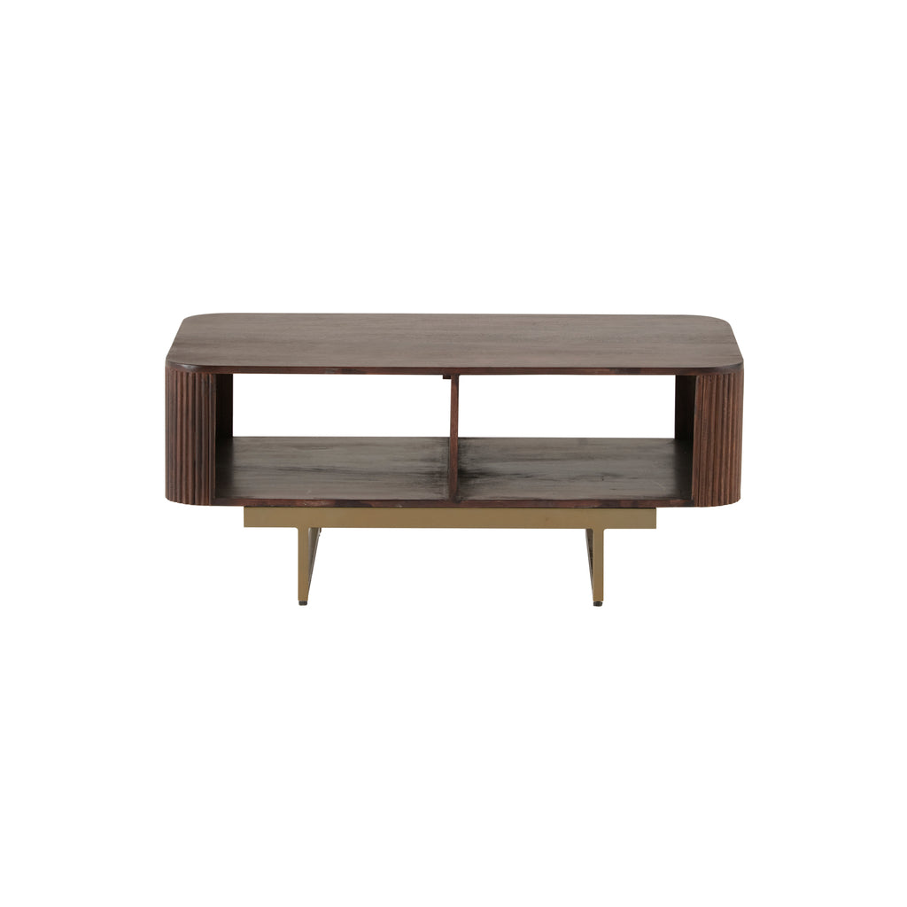 Coffee table with 2 open compartments, Mango Warm Walnut