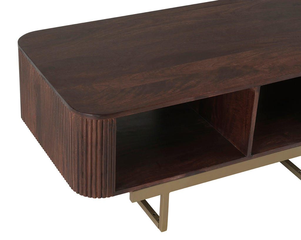 Coffee table with 2 open compartments, Mango Warm Walnut
