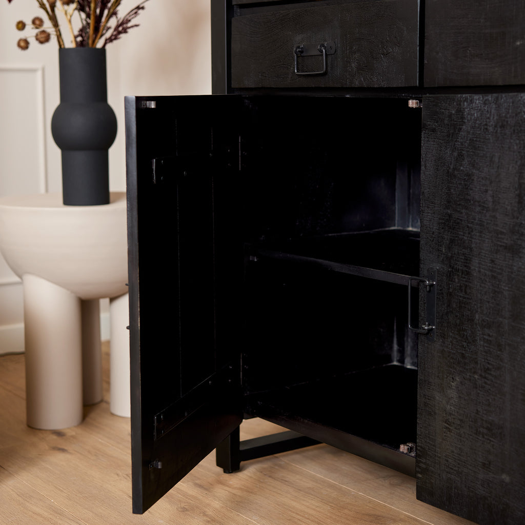 Vitrinekast Boaz Zwart | 115 cm