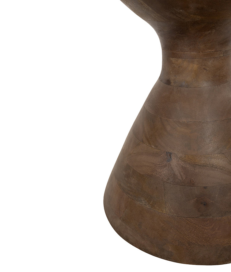 Yves bijzettafel Ø57, H47, Bruin Walnoot, Rookglas