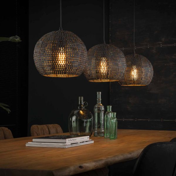 Hanglamp 3xØ26 armor half rond - Zwart bruin