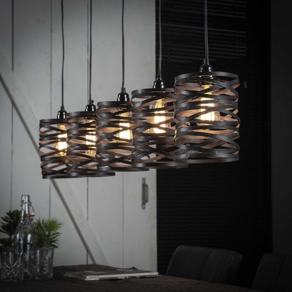 Hanglamp 5x ø17 spindle - Slate grey